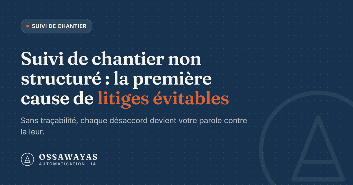 Suivi de chantier non structuré : la première cause de litiges évitables