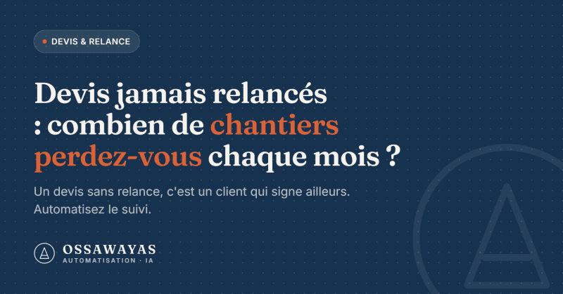 Devis jamais relancés : combien de chantiers perdez-vous chaque mois ?